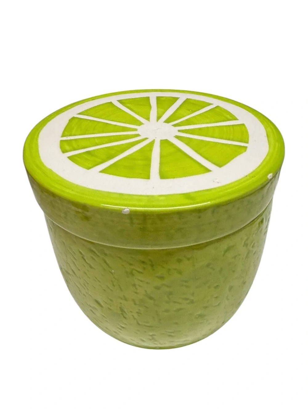 Lime Fruit Ceramic Painted Canister Jar Summer Fruit Decor Kitchen Decor Green
